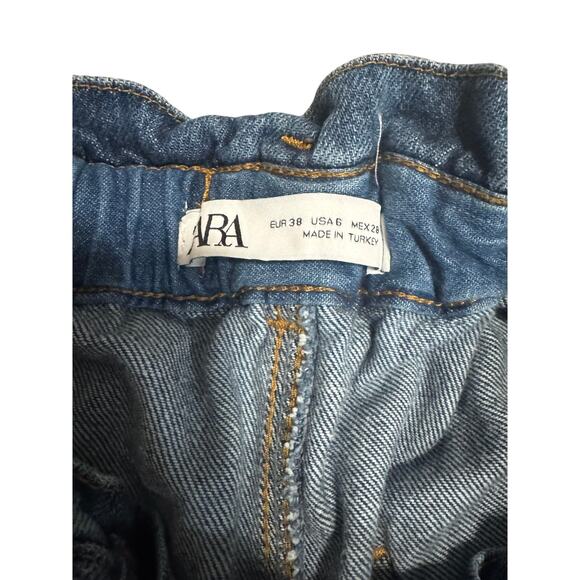 Zara Paperbag Waist Barrel Leg Jeans Size 6 (EUR 38) - Picture 3 of 3